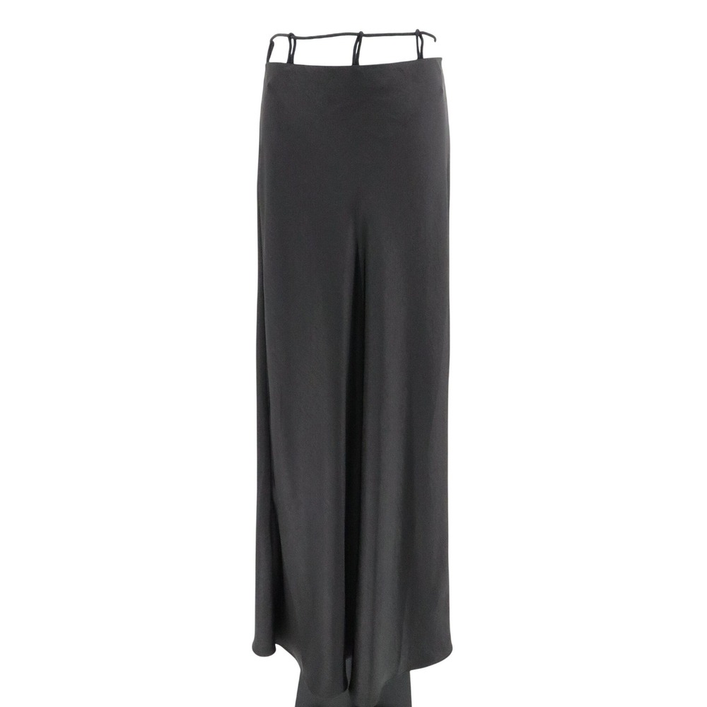 Rachel Gilbert Ryder Black Satin Cutout Tie Waist Maxi Evening Skirt Size 6 - Picture 2 of 9